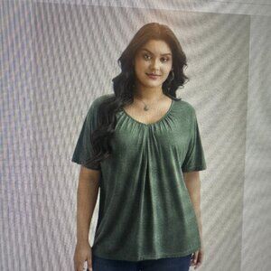 BloomChic Pleated Plain Half Sleeve Knit Top Women's 14-16 Plus